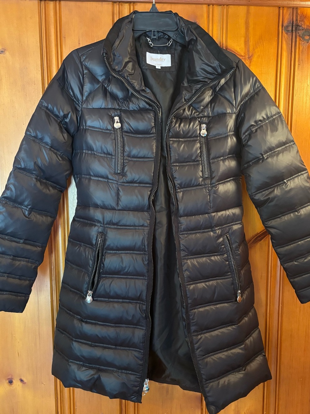 Laundry By Shelli Segal Black Quilted Long Puffer Coat